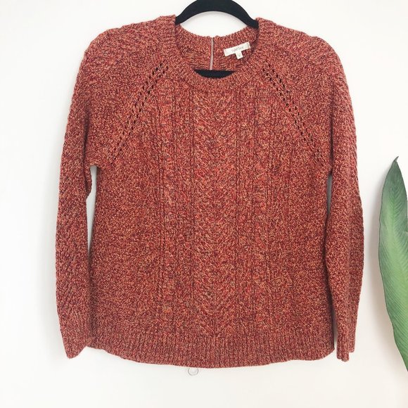 TYLER BOE Orange Chunky Knit Zipper Back Sweater - Picture 1 of 6